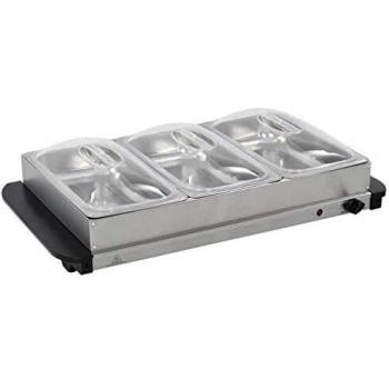 vidaXL Servidor Buffet Caliente Bandejas 3x2,5 L Bufet Calientaplatos Eléctrico Temperatura Ajustable Bufé Calienta Platos Comida Termostato Acero