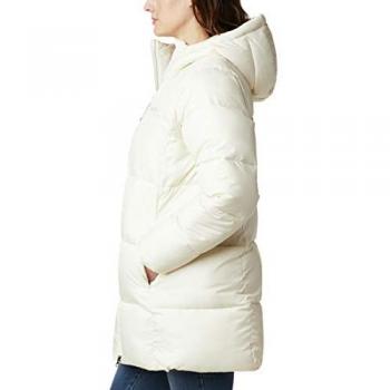 Chaqueta acolchada de largo medio con capucha Columbia para mujer Puffect Mid Hooded blanca - L