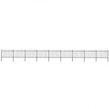 vidaXL Valla Jardín con Puntas de Lanza Acero Negro 15.3x1.2m Cercado Paneles Decoración Entrada Patio Terraza Hogar Negocio Segura Robusta Duradera