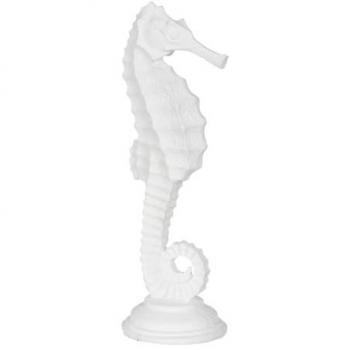 Figura Decorativa Caballito de Mar Blanco Resina 11x9x31 Cm - Decoración Hogar
