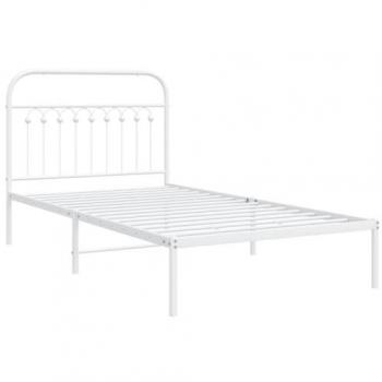 vidaXL Metal Bed Frame without Mattress with Headboard White 100x190cm