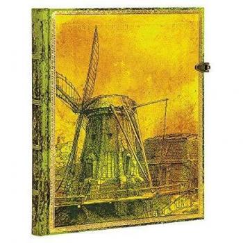 Libreta Ultra Rayada Horizontal con Cierre de Broche 350 Aniversario de la Muerte de Rembrandt - 144 Páginas - Amarillo y Verde