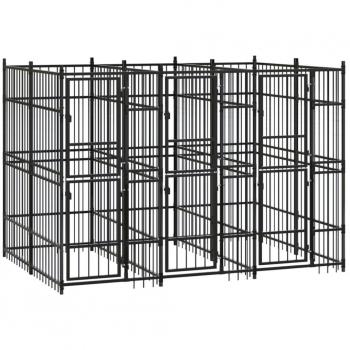 vidaXL Outdoor Dog Kennel Steel 5.53 m²