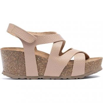 Sandalias de cuña de piel para mujer - Modelo Bari 303 beige