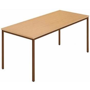 Mesa rectangular de tubo cuadrado revestido 1600 x 800 mm, color haya natural/marrón