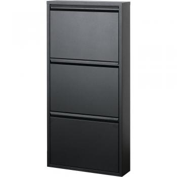 Zapatero Metálico Multiuso 3 Puertas Negro 50x14x104 cm