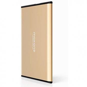 Maxone External Hard Drive 250GB Portable Hard Disk Storage -USB 3.0 Ultra Slim Aluminum HDD Backup for PC/Desktop/Laptop/TV/Mac/MacBook/Chromebook/Windows - Gold