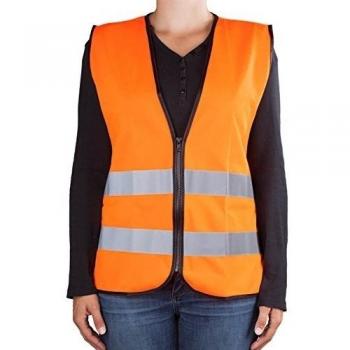 Chaleco reflectante con cremallera, color naranja fluorescente