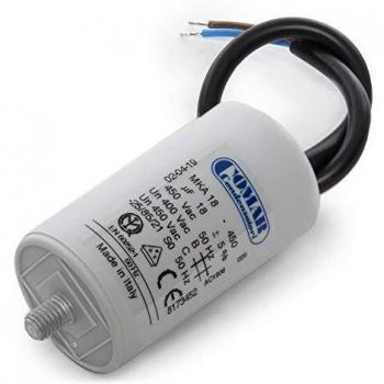 Greenice | Condensador Motor 18µF 250-450V Cable 250mm Tornillo M8 40x70mm