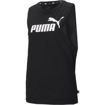 Camiseta sin mangas Puma Essentials Cut Off Logo Tank para mujer en color negro