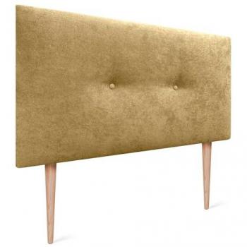 Cabecero de Tela Aqualine Liso con Botones y Patas - Moderno, Acolchado, Color Mostaza (90x105cm para camas 80/90)