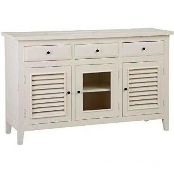 Aparador Beige con Puertas de persiana de Madera Mindi de 136x45x86 cm - LOLAhome
