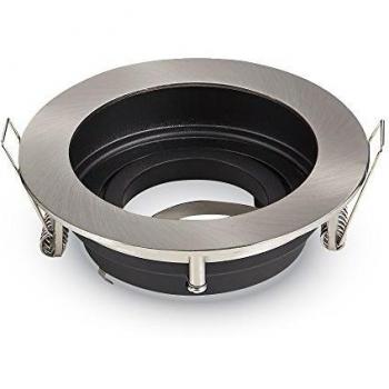 Aro Empotrable Redondo Niquel Satinado Orientable 15° para Bombillas GU10 100x45mm