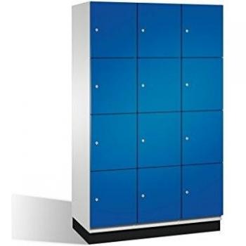 Armario de Compartimentos Cambio C+P, 12 Fácher, H1950xB1200xT525mm, Frontal Enzianblau, Cuerpo Lichtgrau