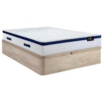 Cama 140 x 190 cm - canapé abatible natural claro + colchón de muelles ensacados MARQUIS