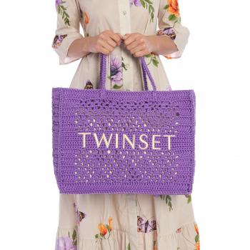 Purple Bohemian Crochet Tote Bag by Twinset