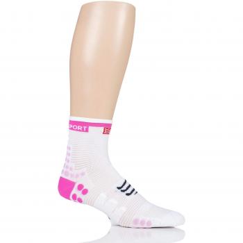 COMPRESSPORT Socken Calcetines, Unisex Adulto, Blanco/Rosa, T2