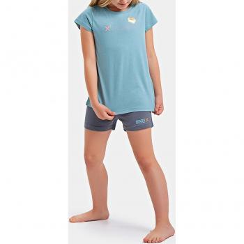 Pijama de manga corta Munich en color verde-gris con diseño Glam
