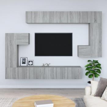 Mueble de pared para TV en madera contrachapada gris sonoma