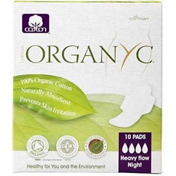 Organyc - Compresas de noche con alas plegadas, 10 unidades