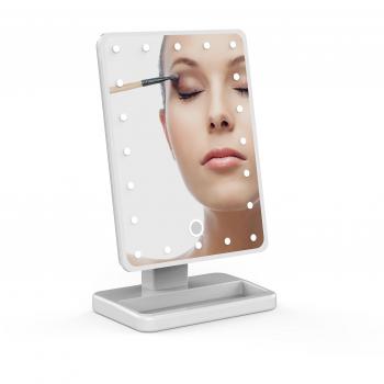 Edow Espejo de Maquillaje con 20 LED Luces, 180 Grados de Rotación Ajustable Espejo Cosmétic para Vestirse, Baño, Afeitarse, Viajar