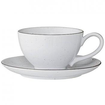 Bloomingville Emily - Taza de café con platillo, color blanco
