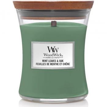 Woodwick Mint Leaves & Oak Scented Candle with Wooden Wick 275 g