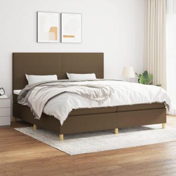 Cama box spring suave con colchón marrón oscuro 200x200 cm Tela Vidaxl