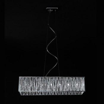 Lámpara colgante moderna de cristal Vanessa Chrome con 7 luces, aluminio anodizado y pantalla plateada, tipo G9