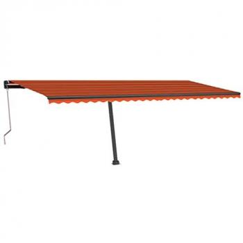 Toldo automático LED sensor de viento naranja marrón 600x350 cm