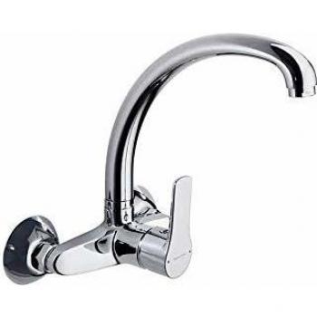 Grifo de Fregadero Mural de Cocina Monomando con Caño Alto Cromado con Sistema S2 de Ahorro de Agua Serie Titanium - Cromo