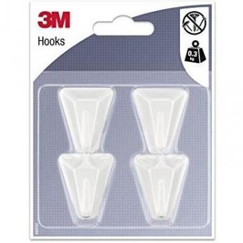 Gancho adhesivo triangular blanco 3M, set de 4 ganchos