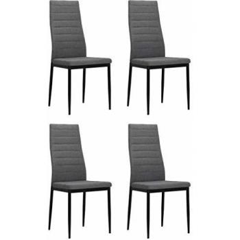 vidaXL 4x Sillas de Comedor Tela Gris Claras Mobiliario Articulos Casa Hogar