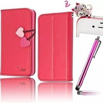 Vandot 3x1Ultra Slim shell Funda para Apple iphone 5 5s Funda Cuero PU Carcasa Case Interior TPU Suave Caja Tapa Delantera con Abertura Tipo Libro de Interruptor Magnético con Ranura de Tarjeta +Gato tapón del enchufe+lápices capacitivos
