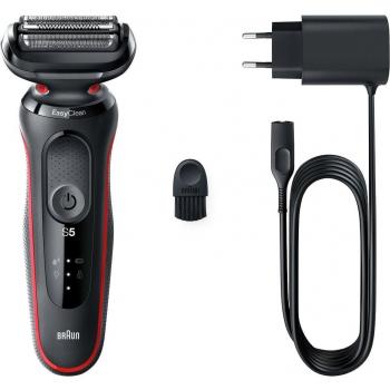 Braun Series 5 51-R1000s Afeitadora Eléctrica con EasyClean, Uso en Seco y en Mojado, Color Rojo