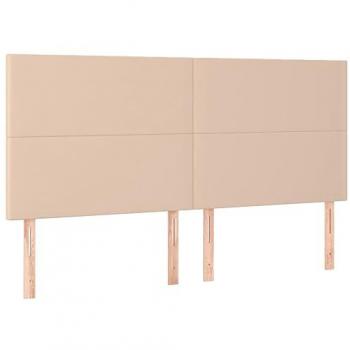 Cabecero de cama tapizado en cuero sintético capuchino con luces LED, medidas 160x5x118/128cm