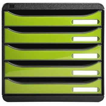 Módulo BIG-BOX PLUS - Exacompta 3097225D - Cajonera con 5 cajones para documentos A4+, dimensiones 347x278x271 mm, color verde limón