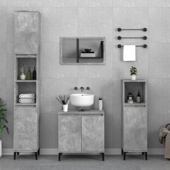 Set de Muebles de Baño 3 Piezas de Hormigón y Madera Gris Multicapa