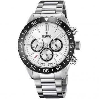 Festina F20575/1 Ceramic Men's Silver Stainless Steel 316L White Dial Analog Watch
