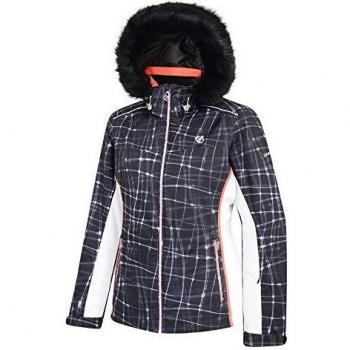 Dare 2b Copious Waterproof & Breathable High Loft Insulated Ski & Snowboard Jacket with Detachable Faux Fur Hood and Snowskirt Chaquetas aislantes Impermeables, Mujer, Black Energy, 16