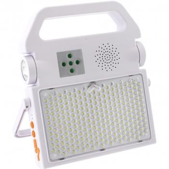 Proyector LED 100W Solar con Batería Recargable, Emergencia, Power Bank y Bluetooth Speaker Blanco Frío