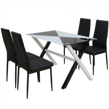 vidaXL Conjunto mesas y sillas de comedor cinco piezas cuero sint.