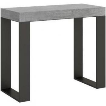 Consola extensible 90x40/300 cm efecto madera gris cemento y hierro Estructura Tecno Premium Antracita Hormigón
