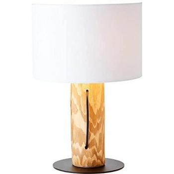 Lámpara de mesa Jimena, 43 cm, E27, madera de pino teñida y blanca, luz decorativa textil