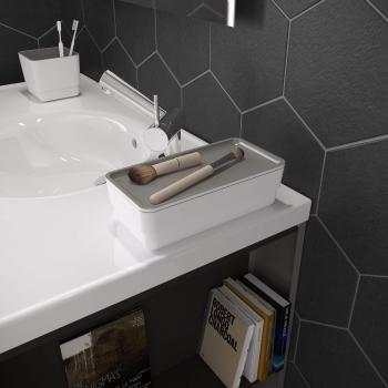 Bath+ by Cosmic Bsmart Complementos Caja de almacenaje Tapa, Blanco-Gris, 21.7 x 10.9 x 6.7 cm