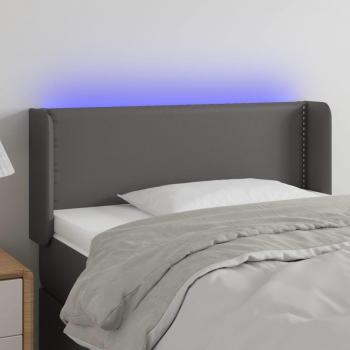 Cabecero LED Cuero Sintético Gris 83x16x78/88 cm