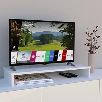 Soporte TV Elevador de Madera FSC® Henor 85x35x12 cm Blanco - Soporta 50 Kg