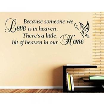 Because Someone We Love Is In Heaven refranes palabras pegatinas de pared, decoración del hogar B50, negro, 1250mm x 400mm