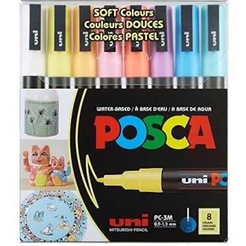 Marcadores Posca PC-3M, set de 8 colores suaves