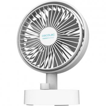 Cecotec EnergySilence 2000 Portable Desk Ventilador de Sobremesa de Batería Blanco, Ventilador de sobremesa de batería, inclinación ajustable, diámetro de 15 cm